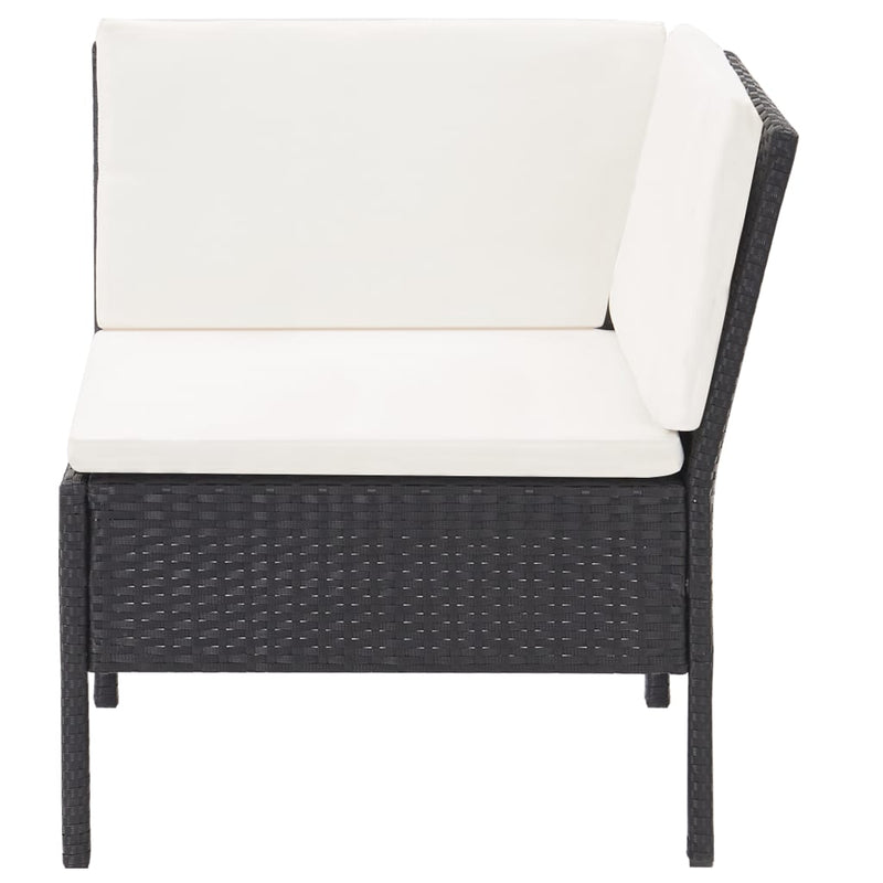 vidaXL 3 Piece Garden Lounge Set with Cushions Poly Rattan Black