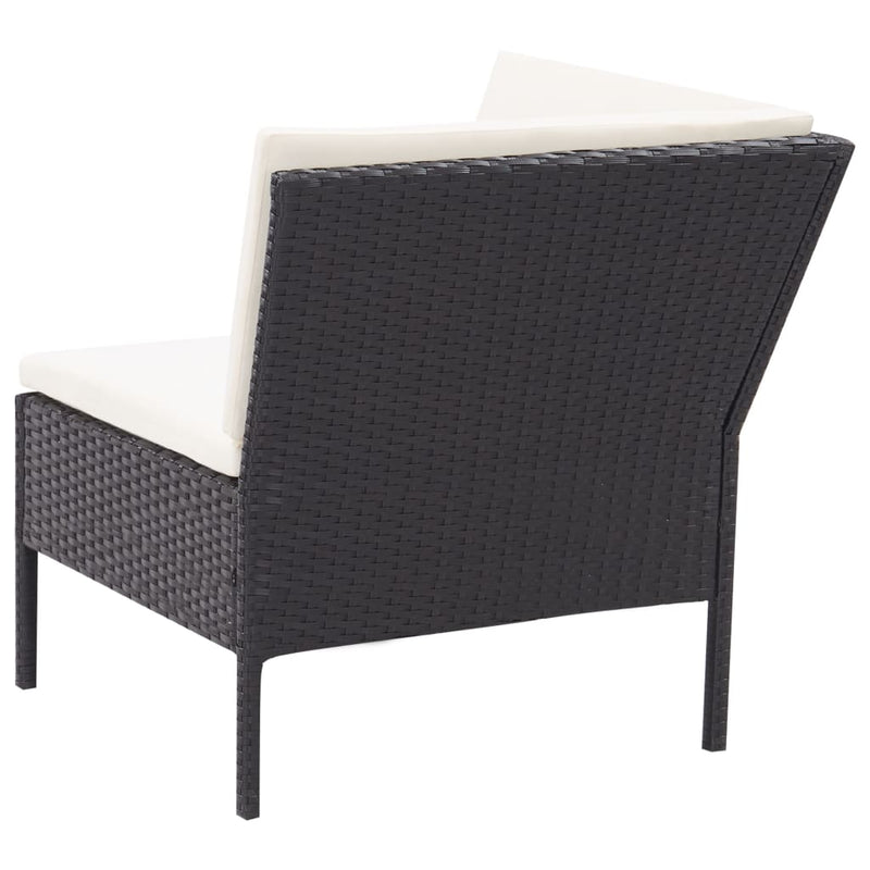 vidaXL 3 Piece Garden Lounge Set with Cushions Poly Rattan Black
