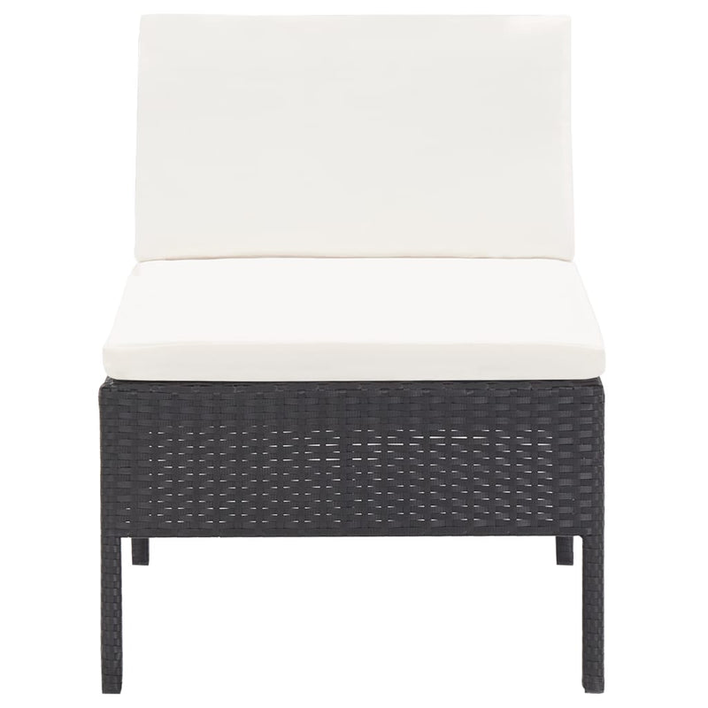 vidaXL 3 Piece Garden Lounge Set with Cushions Poly Rattan Black