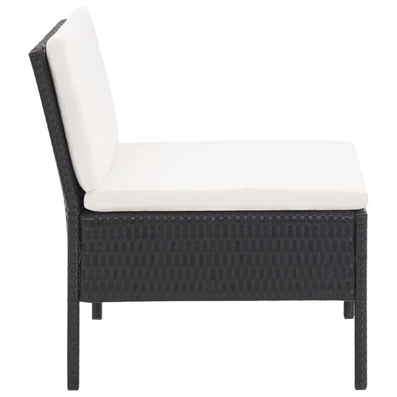 vidaXL 3 Piece Garden Lounge Set with Cushions Poly Rattan Black