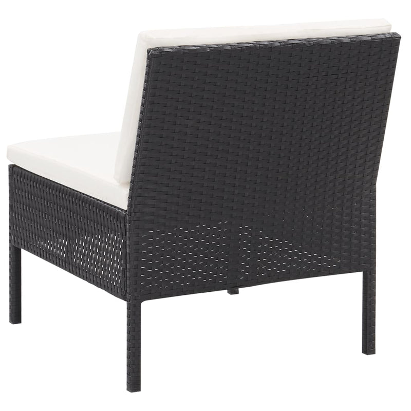 vidaXL 3 Piece Garden Lounge Set with Cushions Poly Rattan Black