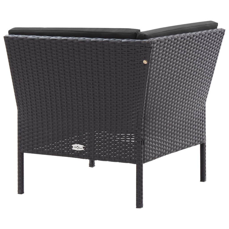 vidaXL 3 Piece Garden Lounge Set with Cushions Poly Rattan Black