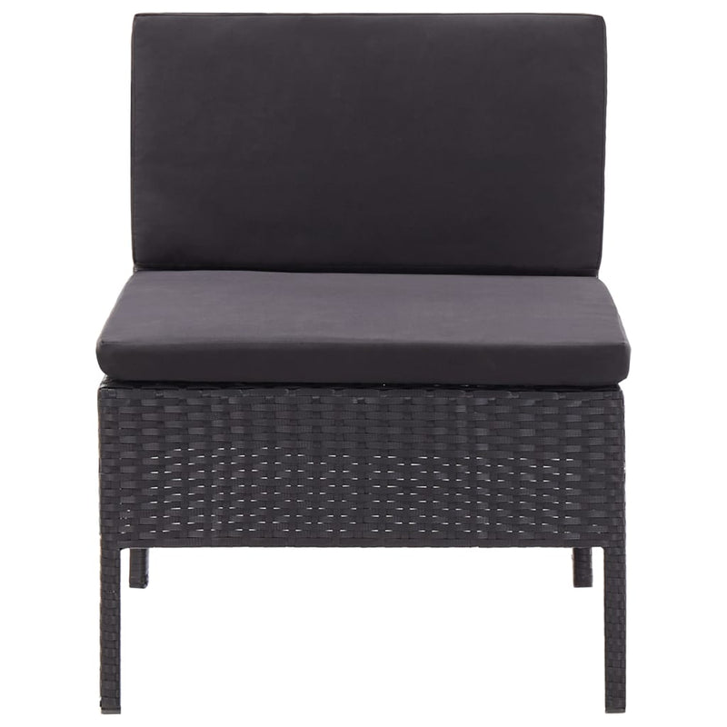 vidaXL 3 Piece Garden Lounge Set with Cushions Poly Rattan Black