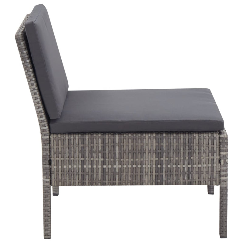 3 Piece Garden Lounge Set with Cushions Poly Rattan Grey