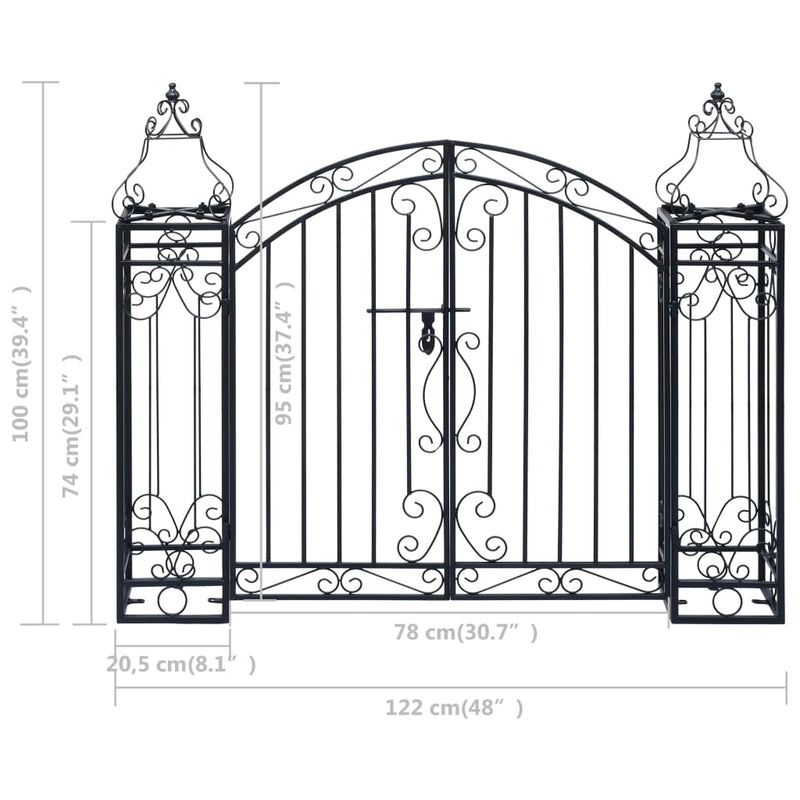 vidaXL Ornamental Garden Gate Wrought Iron 122x20.5x100 cm