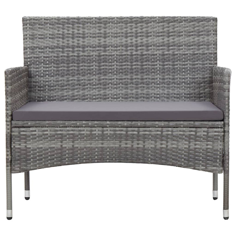 vidaXL 4 Piece Garden Lounge Set with Cushions Poly Rattan Grey