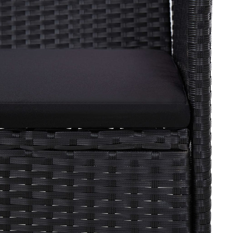 vidaXL 4 Piece Garden Lounge Set with Cushions Poly Rattan Black