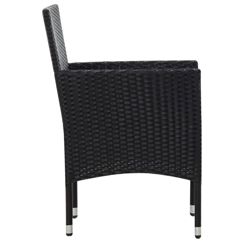 vidaXL 4 Piece Garden Lounge Set with Cushions Poly Rattan Black