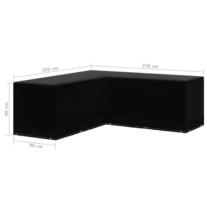 vidaXL Garden Furniture Cover L-Shaped 12 Eyelets 250x250x90 cm