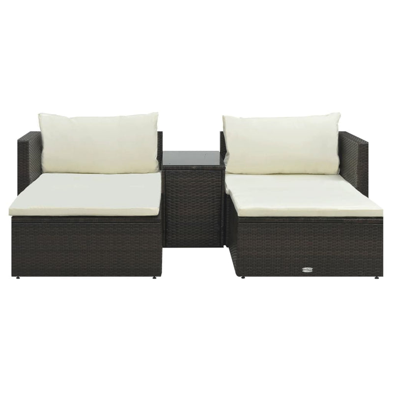 vidaXL 5 Piece Garden Lounge Set with Cushions Poly Rattan Brown