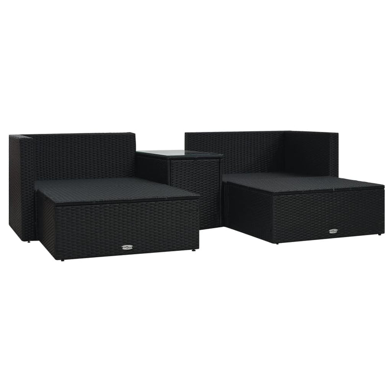 vidaXL 5 Piece Garden Lounge Set with Cushions Poly Rattan Black