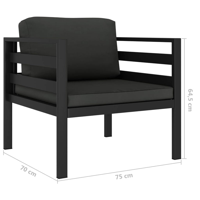 vidaXL Single Sofa with Cushions Aluminium Anthracite