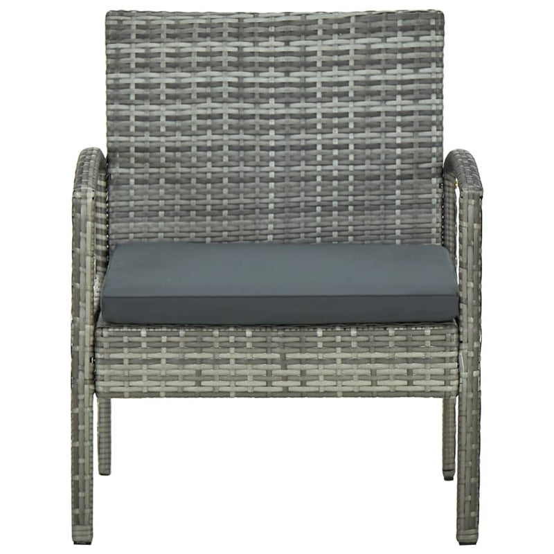 vidaXL Garden Chair with Cushion Poly Rattan Grey