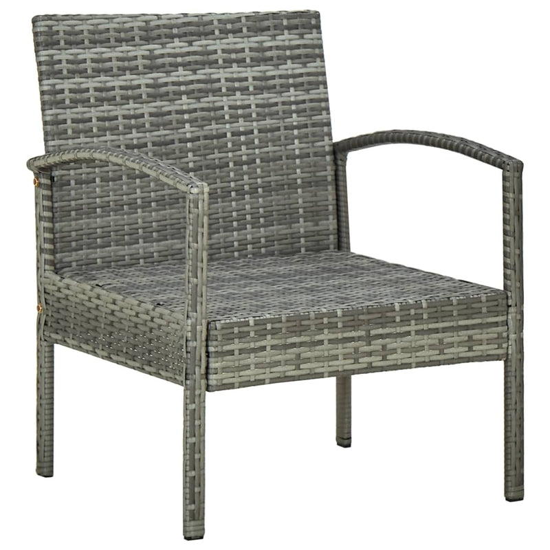 vidaXL Garden Chair with Cushion Poly Rattan Grey