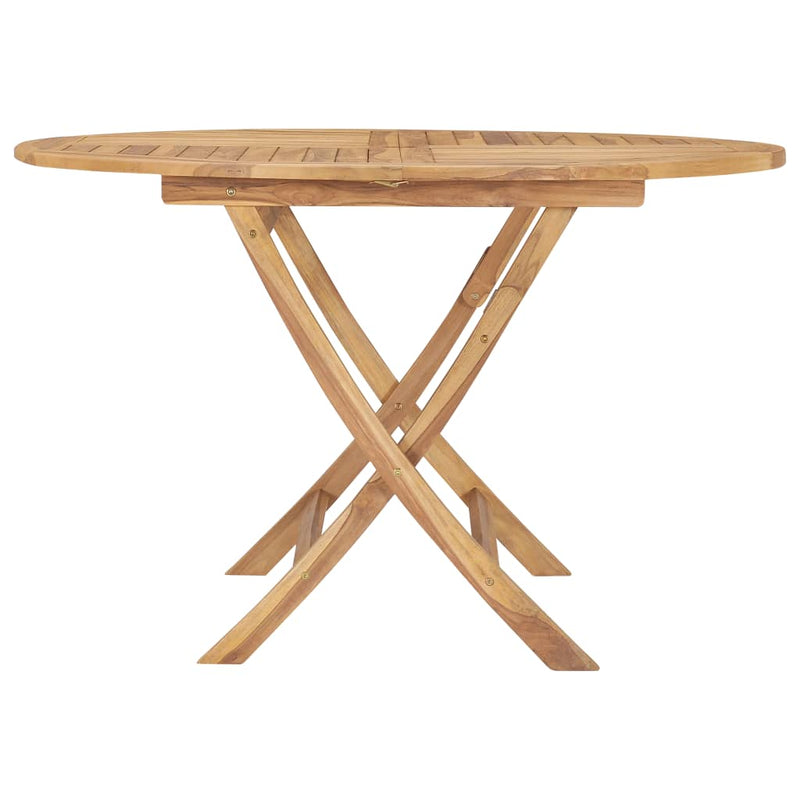 vidaXL Folding Garden Table Diameter 120 cm Solid Teak Wood