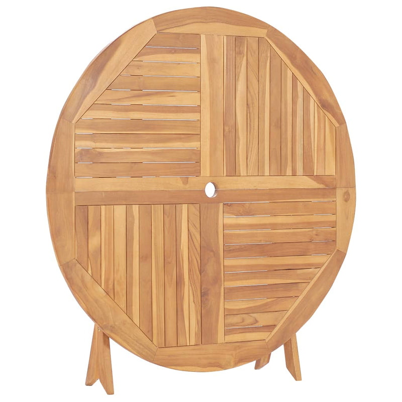 vidaXL Folding Garden Table Diameter 120 cm Solid Teak Wood