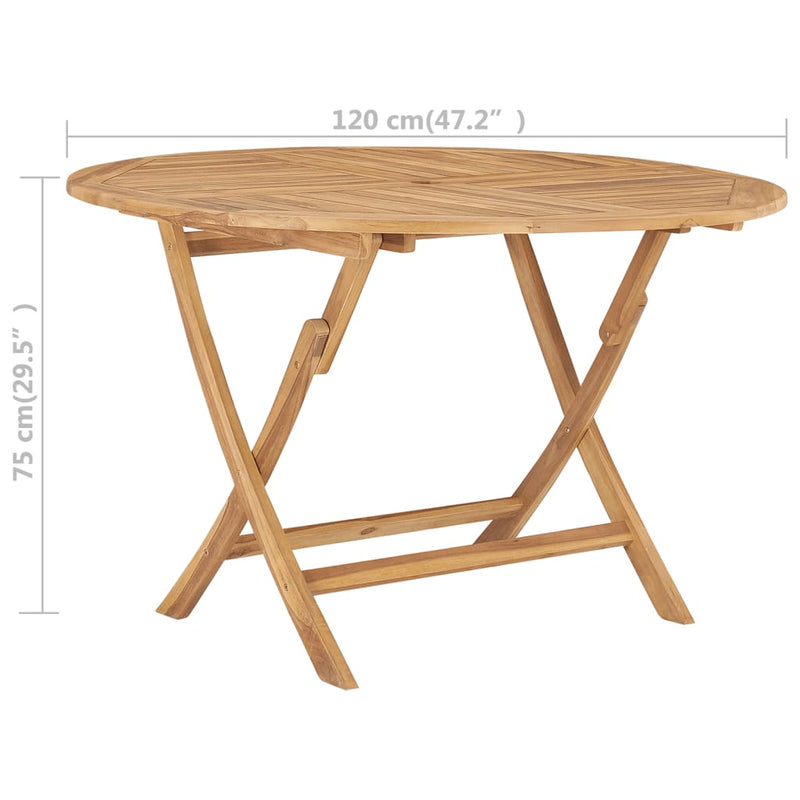 vidaXL Folding Garden Table Diameter 120 cm Solid Teak Wood