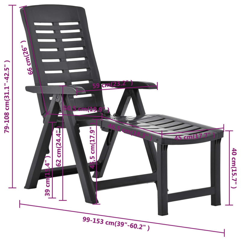 vidaXL Folding Sun Lounger Plastic Anthracite