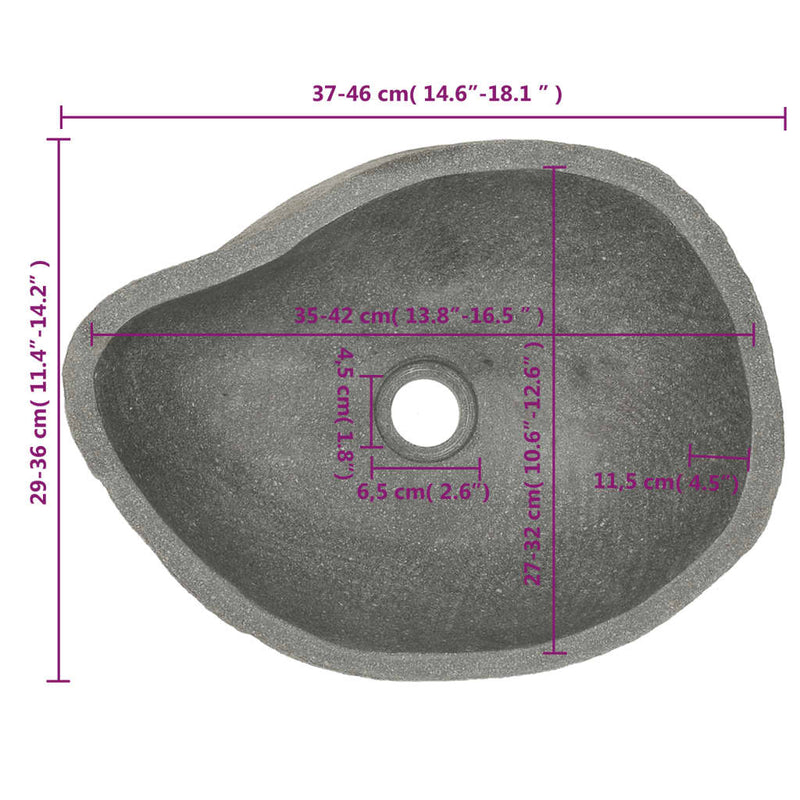 vidaXL Basin River Stone Oval (36-46)x(29-36) cm