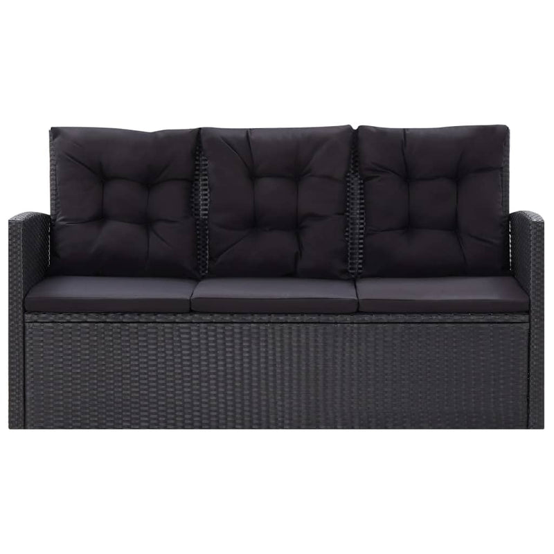 vidaXL 6 Piece Garden Lounge Set with Cushions Poly Rattan Black