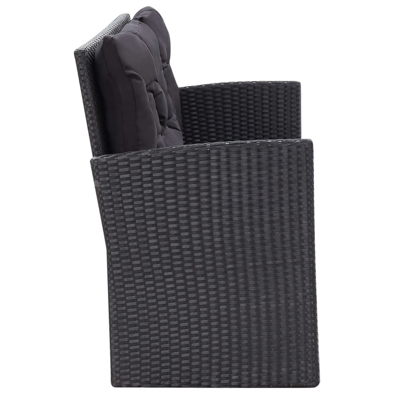 vidaXL 6 Piece Garden Lounge Set with Cushions Poly Rattan Black