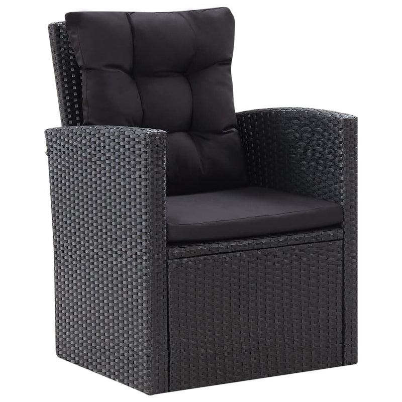 vidaXL 6 Piece Garden Lounge Set with Cushions Poly Rattan Black