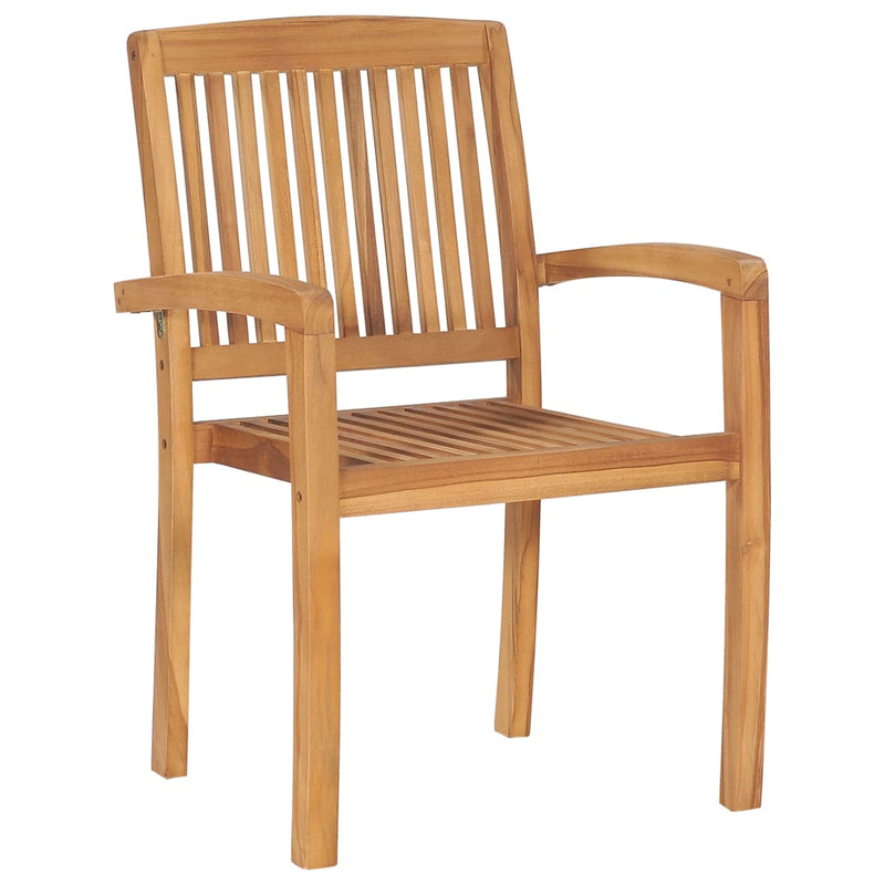 vidaXL Stacking Garden Dining Chairs 2 pcs Solid Teak Wood