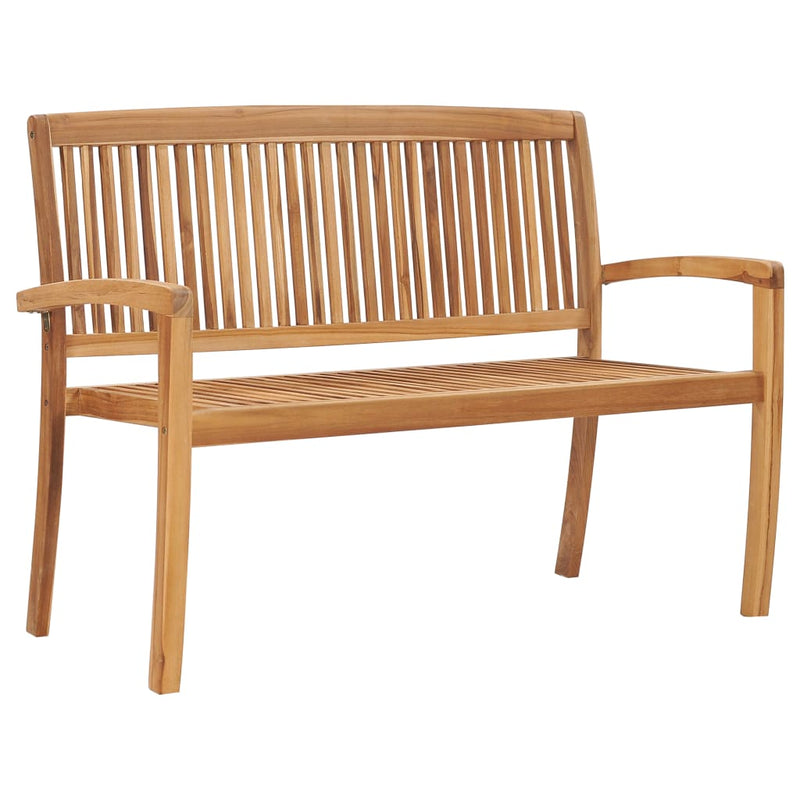 vidaXL 2-Seater Stacking Garden Bench 128.5 cm Solid Teak Wood