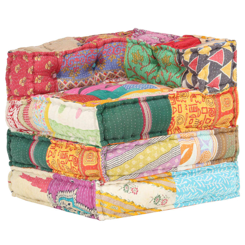 vidaXL Modular Pouffe Patchwork Fabric