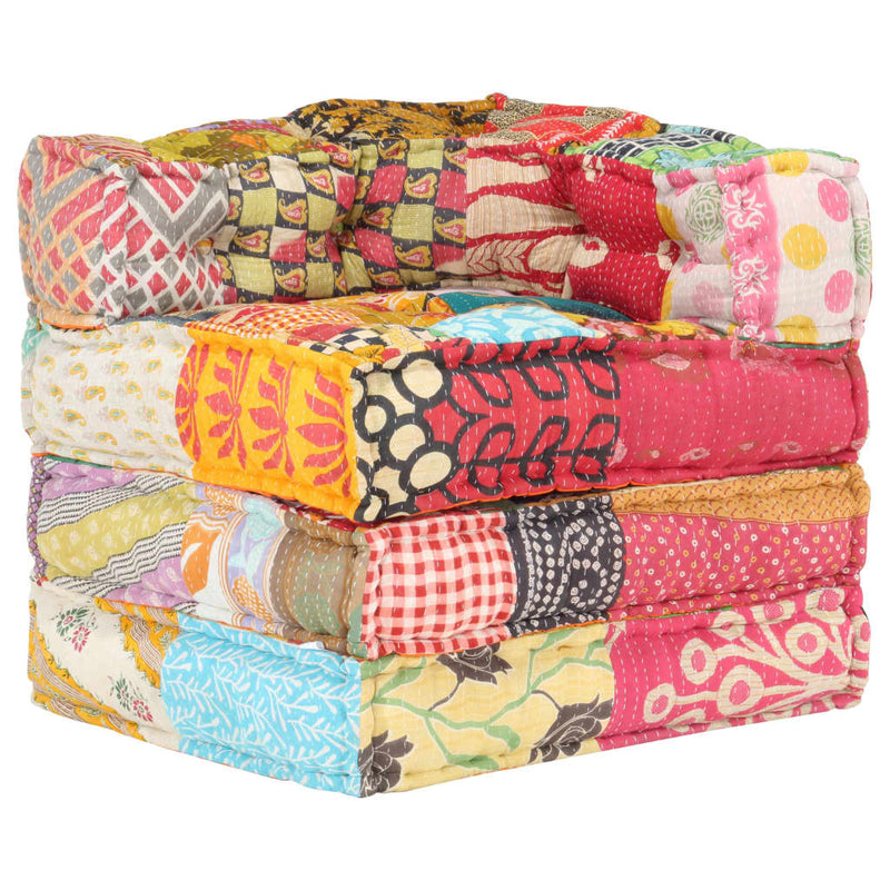 vidaXL Modular Pouffe Patchwork Fabric
