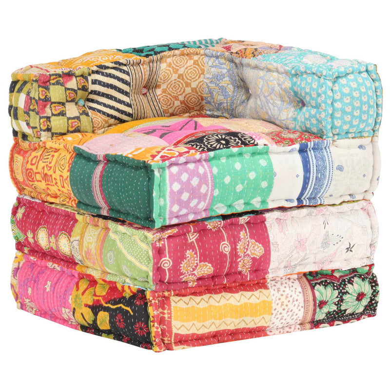 vidaXL Modular Pouffe Patchwork Fabric