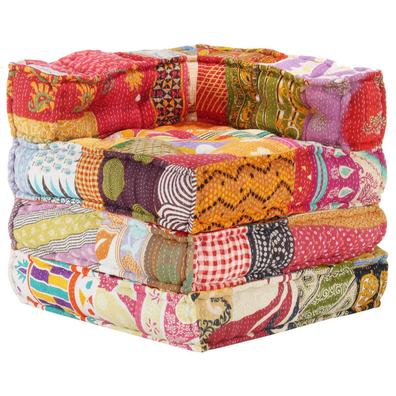 vidaXL Modular Pouffe Patchwork Fabric