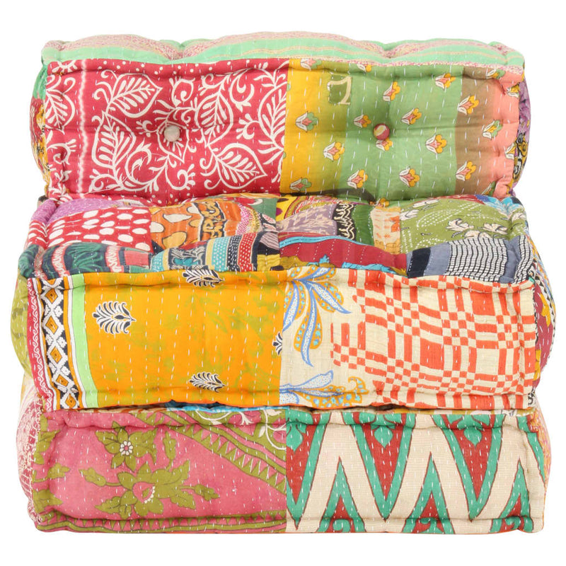 vidaXL Modular Pouffe Patchwork Fabric