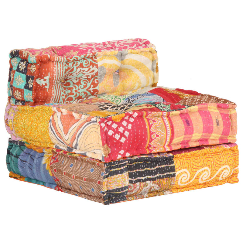 vidaXL Modular Pouffe Patchwork Fabric