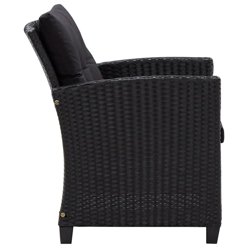 vidaXL 6 Piece Garden Sofa Set with Cushions Poly Rattan Black