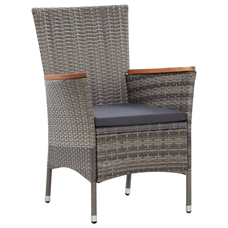vidaXL 5 Piece Garden Dining Set with Cushions Poly Rattan Grey