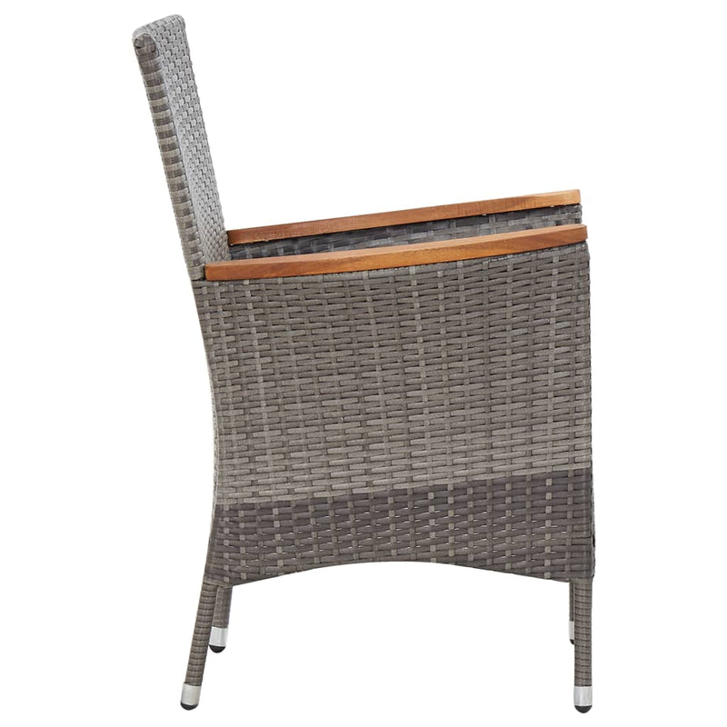 vidaXL 5 Piece Garden Dining Set with Cushions Poly Rattan Grey