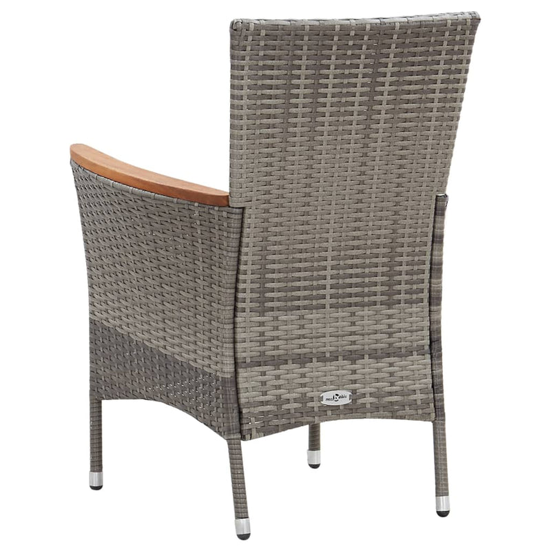 vidaXL 5 Piece Garden Dining Set with Cushions Poly Rattan Grey