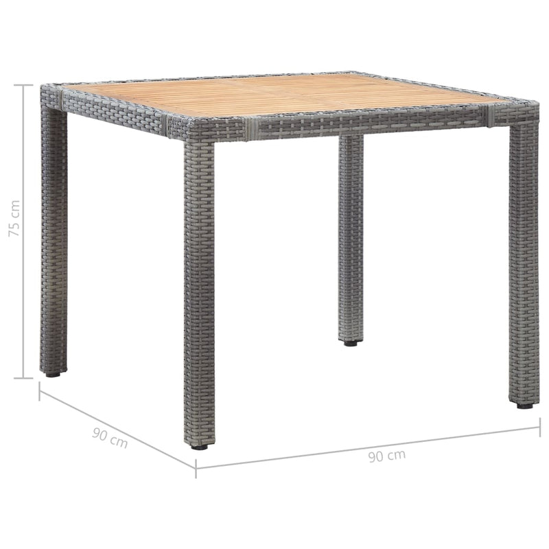 vidaXL 5 Piece Garden Dining Set with Cushions Poly Rattan Grey
