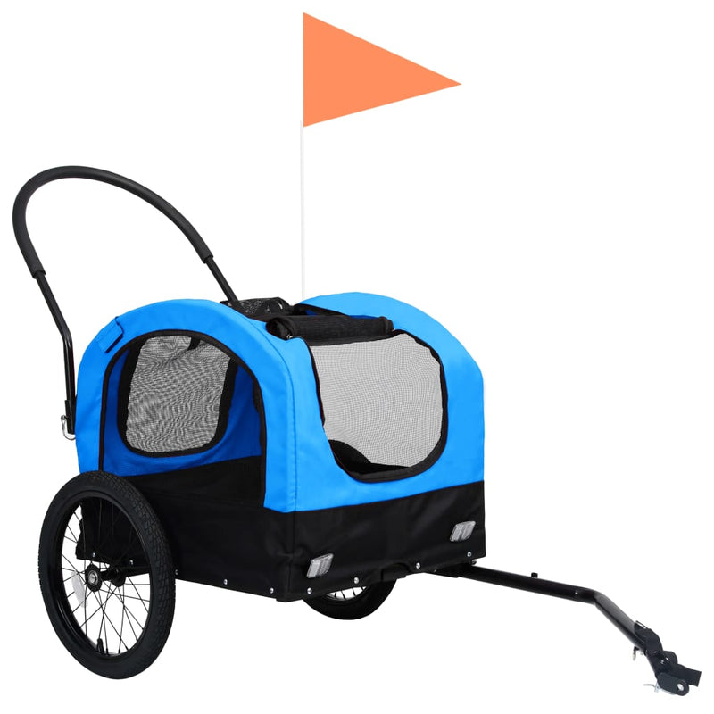 vidaXL 2-in-1 Pet Bike Trailer and Jogging Stroller Blue and Black