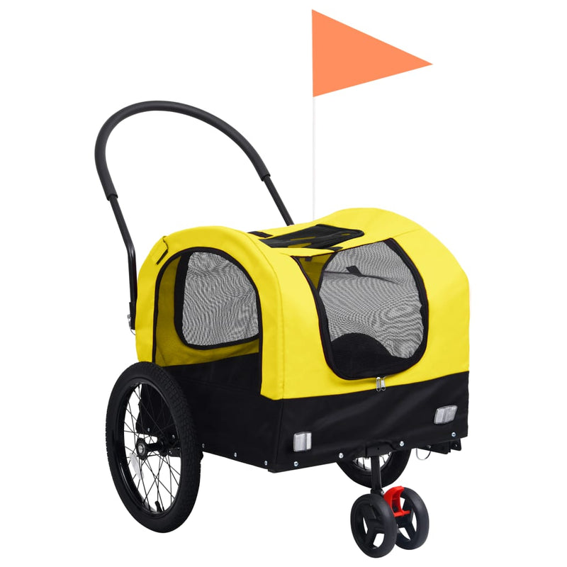 vidaXL 2-in-1 Pet Bike Trailer and Jogging Stroller Yellow and Black