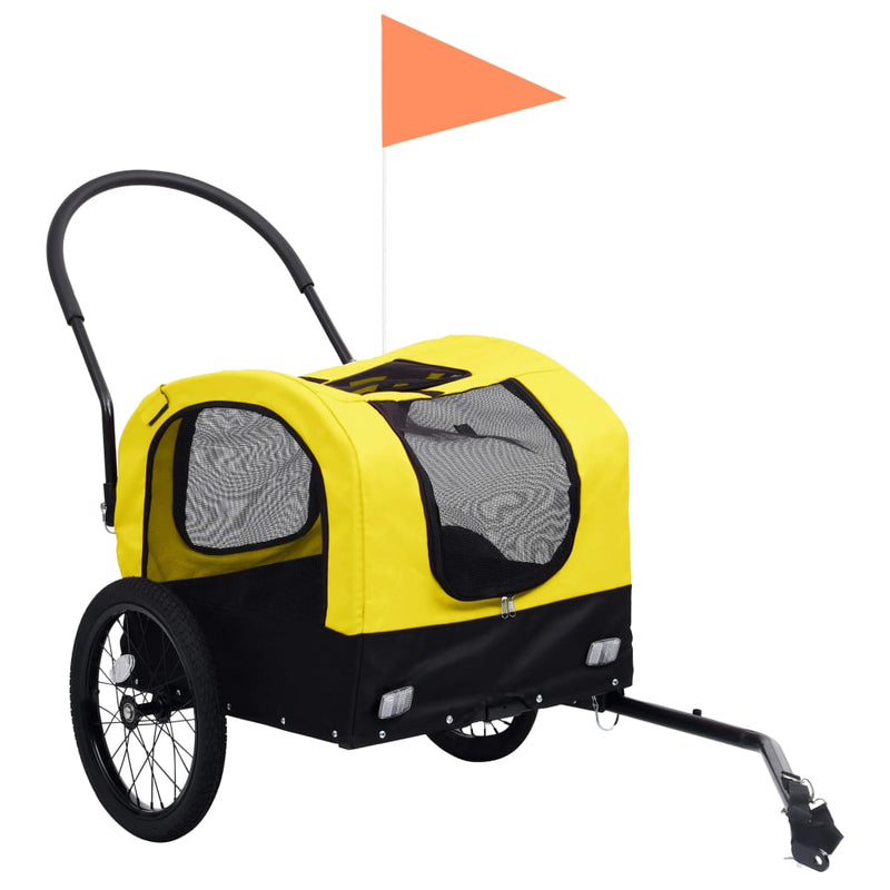 vidaXL 2-in-1 Pet Bike Trailer and Jogging Stroller Yellow and Black