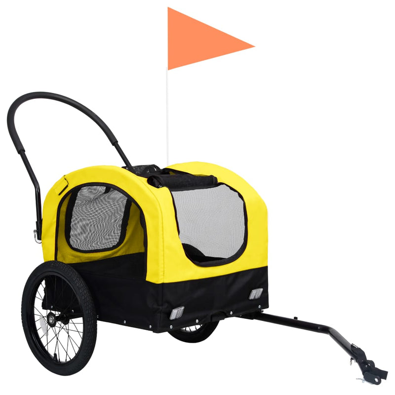 vidaXL 2-in-1 Pet Bike Trailer and Jogging Stroller Yellow and Black