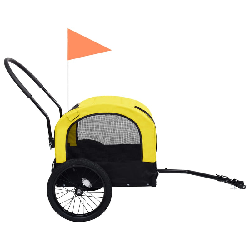 vidaXL 2-in-1 Pet Bike Trailer and Jogging Stroller Yellow and Black