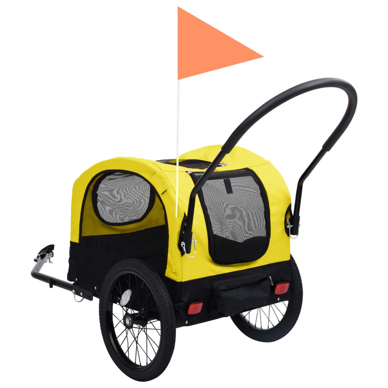 vidaXL 2-in-1 Pet Bike Trailer and Jogging Stroller Yellow and Black