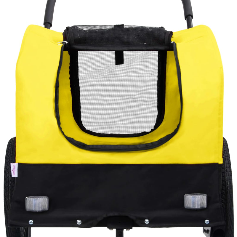 vidaXL 2-in-1 Pet Bike Trailer and Jogging Stroller Yellow and Black