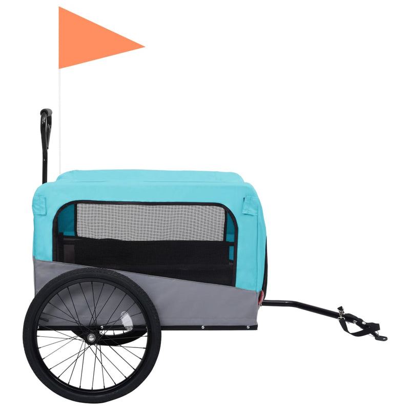 vidaXL 2-in-1 Pet Bike Trailer and Jogging Stroller Blue and Grey