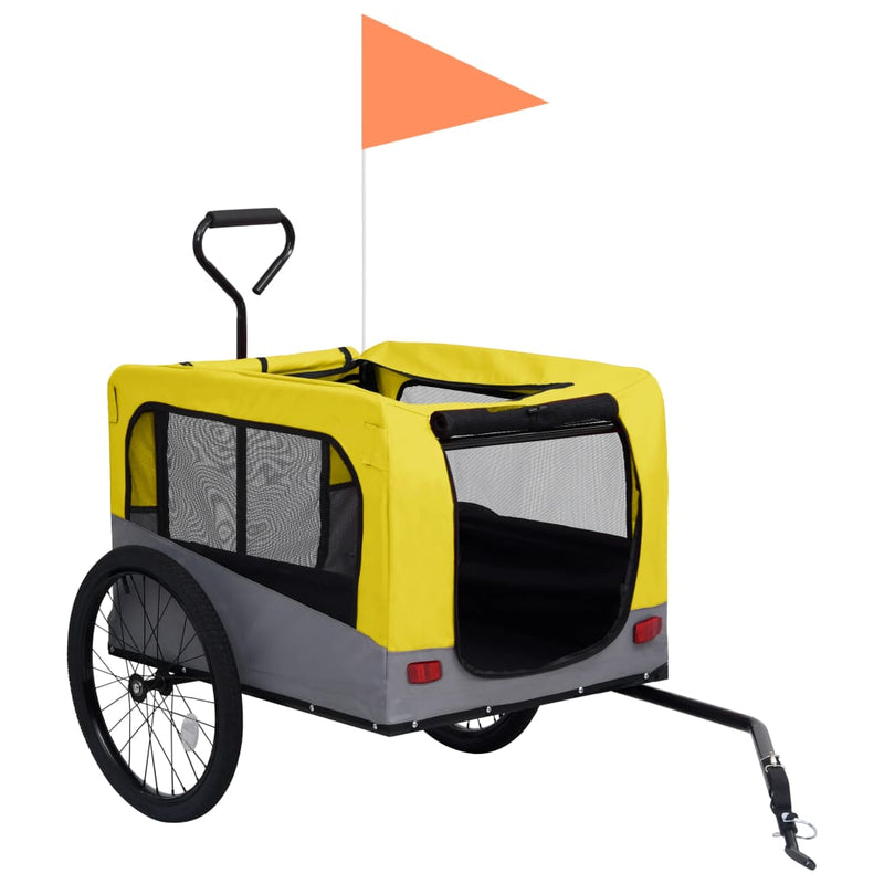 vidaXL 2-in-1 Pet Bike Trailer and Jogging Stroller Yellow and Grey