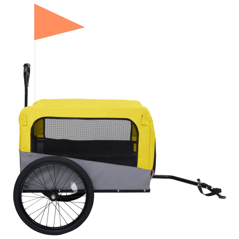 vidaXL 2-in-1 Pet Bike Trailer and Jogging Stroller Yellow and Grey