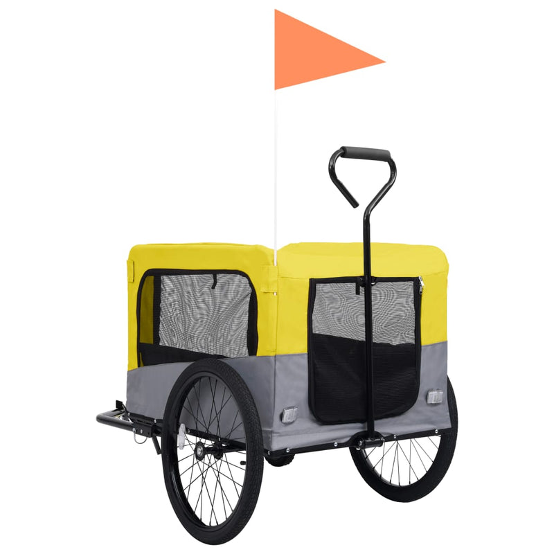 vidaXL 2-in-1 Pet Bike Trailer and Jogging Stroller Yellow and Grey